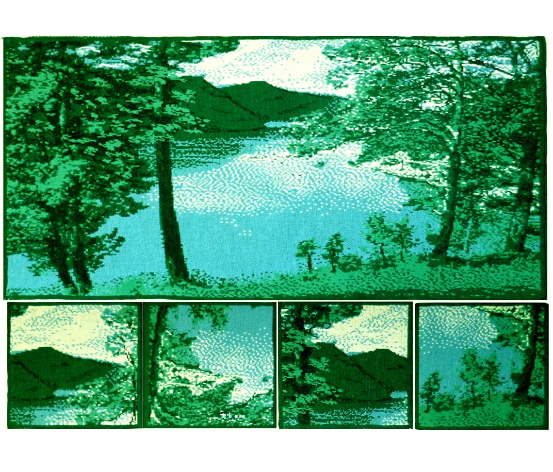 вязаный комплект подставок под горячее с видом на реку Катунь