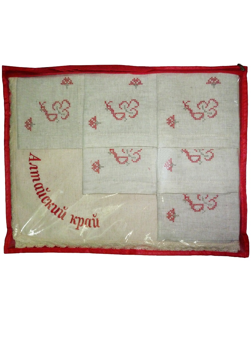 Подарочный набор - льняная скатерть и салфетки с вышивкой