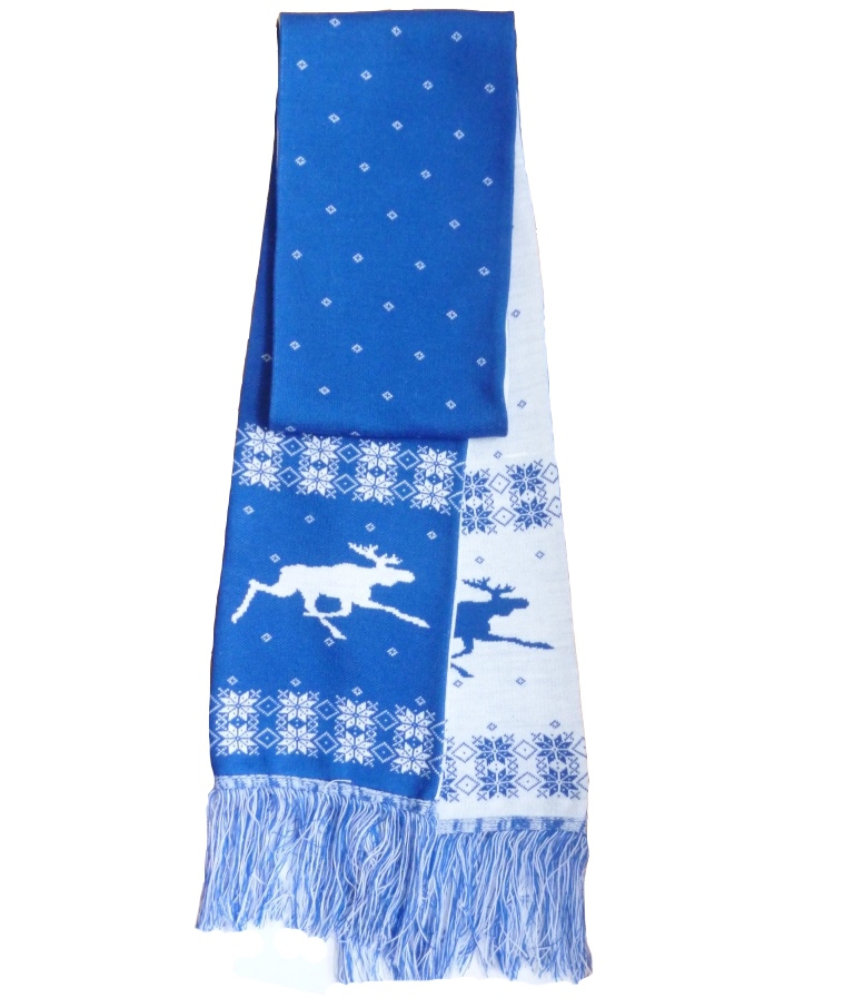 шарф с норвежским орнаментом и изображением лосей