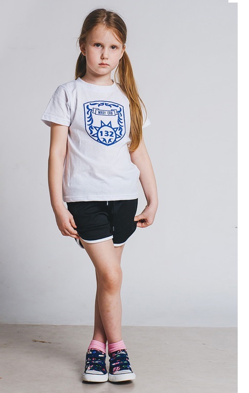 футболка детская с печатью логотипа школы+ шорты